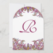 Lime Green und Raspberry Damask Einladung (Rückseite)