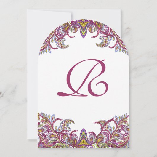 Lime Green und Raspberry Damask Einladung (Rückseite)