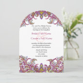 Lime Green und Raspberry Damask Einladung (Stehend Vorderseite)