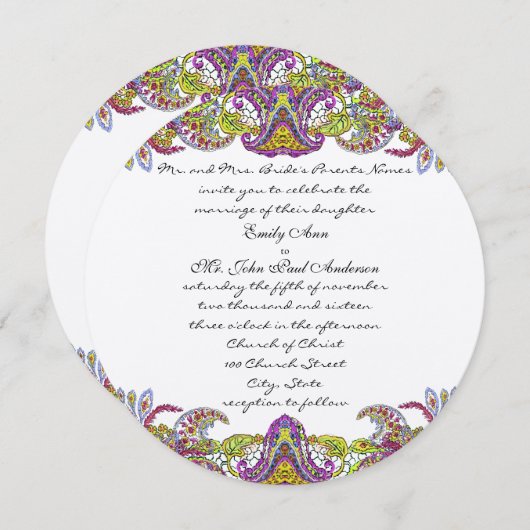 Lime Green und Raspberry Damask Einladung (Vorne/Hinten)