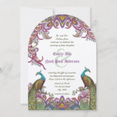 Lime Green und Raspberry Damask Einladung (Vorderseite)