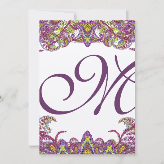 Lime Green und Raspberry Damask Einladung (Rückseite)