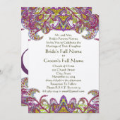 Lime Green und Raspberry Damask Einladung (Vorne/Hinten)