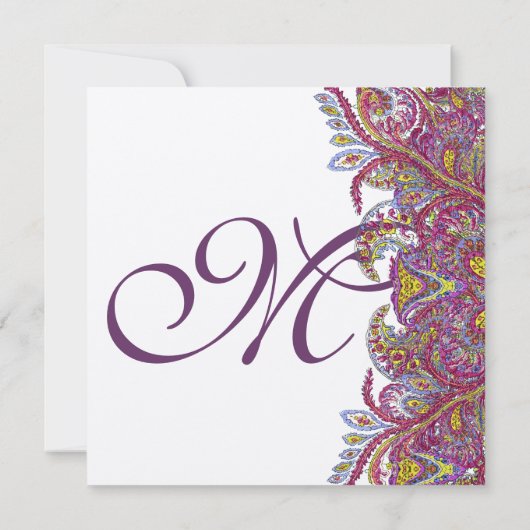 Lime Green und Raspberry Damask Einladung (Rückseite)