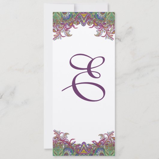 Lime Green und Raspberry Damask Einladung (Rückseite)