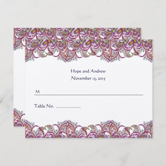 Lime Green und Raspberry Damask Wedding Platzkarte (Vorne/Hinten)