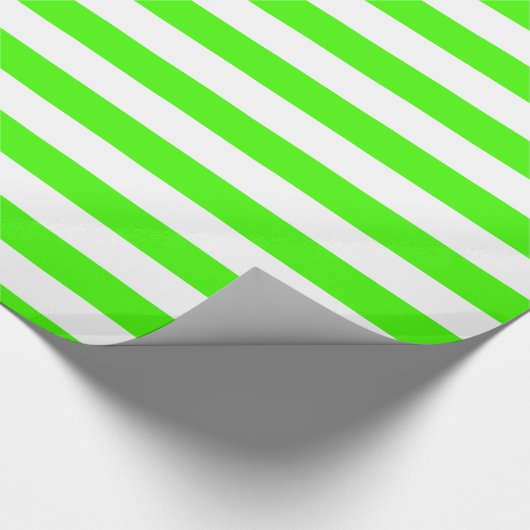 Lime Green und White XL Streifen Muster Geschenkpapier (Ecke)