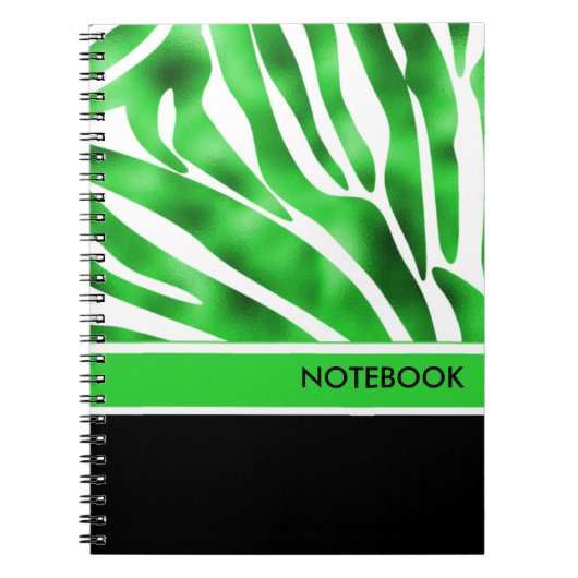 Lime Green und White Zebra Stripe Notebook Notizblock (Vorderseite)