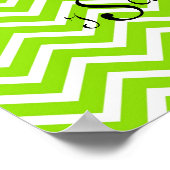 Lime Green und White Zickzack Monogram Wall Art Poster (Ecke)