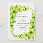Lime Green Verdant Flourish Wedding Einladung (Vorne/Hinten)