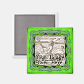 Lime Green Verziert Fantasy Frame Template Magnet (Vorderseite/Rückseite)