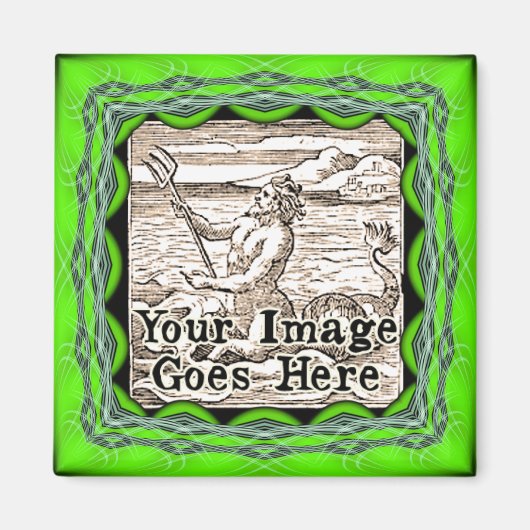 Lime Green Verziert Fantasy Frame Template Magnet (Vorne)