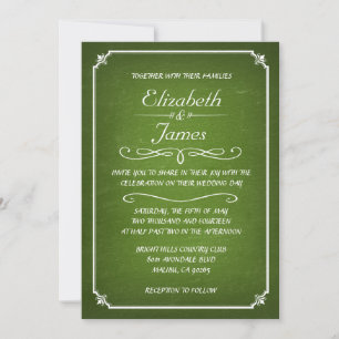 Lime Green Vintag Chalkboard Wedding Einladungen