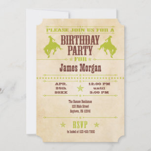 Lime Green Vintag Cowboy Einladung zum Geburtstag