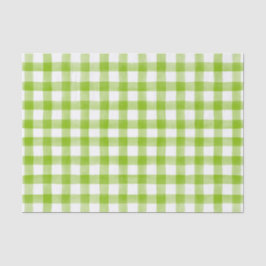 Lime Green Watercolor Dots Gingham Seidenpapier