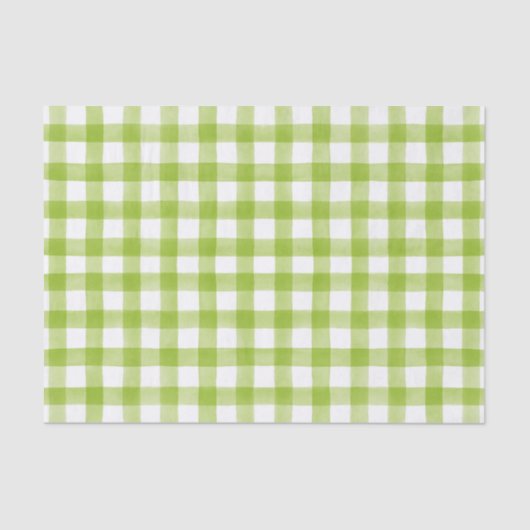 Lime Green Watercolor Dots Gingham Seidenpapier (Vorderseite)