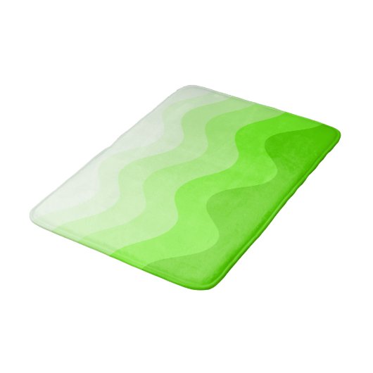 Lime Green Wavey Stripe Modern Bath Mat Badematte (Schrägansicht)