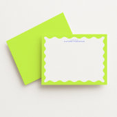 Lime Green Wavy Frame Note Card with Cobalt Text Einladung