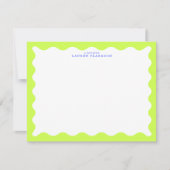 Lime Green Wavy Frame Note Card with Cobalt Text Einladung (Vorderseite)