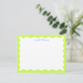 Lime Green Wavy Frame Note Card with Cobalt Text Einladung (Stehend Vorderseite)