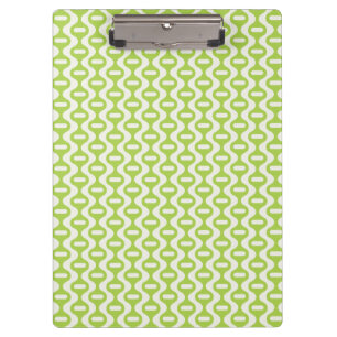 Lime Green Wavy Retro Muster Klemmbrett