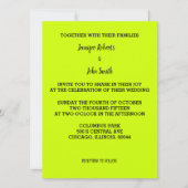 Lime Green Wedding Bright farbenfrohe Custom Simpl Einladung (Vorderseite)