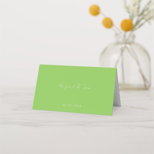 Lime Green Wedding Folded Platzkarte (Rückseite)