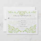 Lime Green Whimsical Bird Hochzeitskarten RSVP Karte (Rückseite)