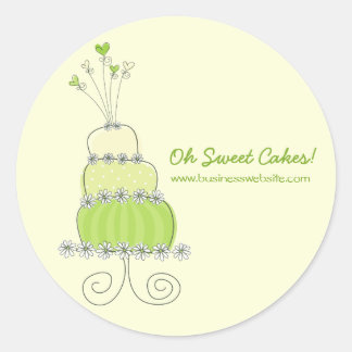 Lime Green Whimsical Chic Wedding Cake Sticker