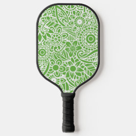 Lime Green & White Abstrakt Floral Hawaiian Pickleball Schläger