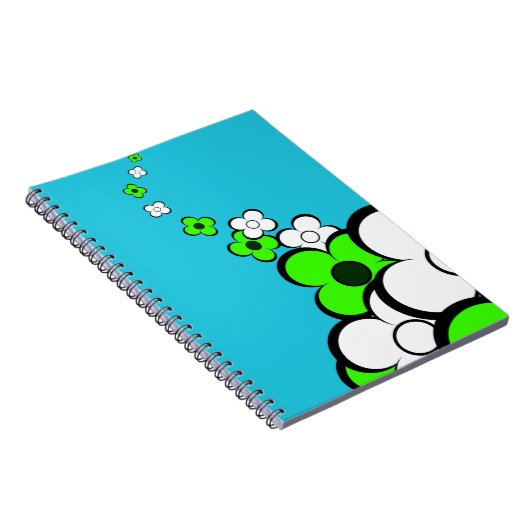 Lime Green White Blume Notizblock (Rechte Seite)