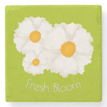 Lime Green White Floral Marmor Stone Untersetzer