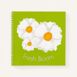 Lime Green White Floral Spiral Notebook Notizblock