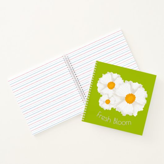 Lime Green White Floral Spiral Notebook Notizblock (Innenseite)