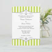 Lime Green White Gray Nautical Wedding Einladung (Stehend Vorderseite)