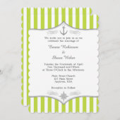 Lime Green White Gray Nautical Wedding Einladung (Vorne/Hinten)