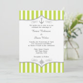Lime Green White Gray Nautical Wedding Einladung (Stehend Vorderseite)