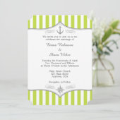 Lime Green White Gray Nautical Wedding Einladung (Stehend Vorderseite)