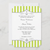 Lime Green White Gray Nautical Wedding Einladung (Vorderseite)