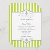 Lime Green White Gray Nautical Wedding Einladung (Vorne/Hinten)