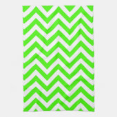 Lime Green White Large Zickzack ZigZag Muster Geschirrtuch (Vertikal)