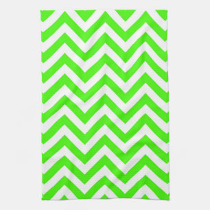 Lime Green White Large Zickzack ZigZag Muster Geschirrtuch
