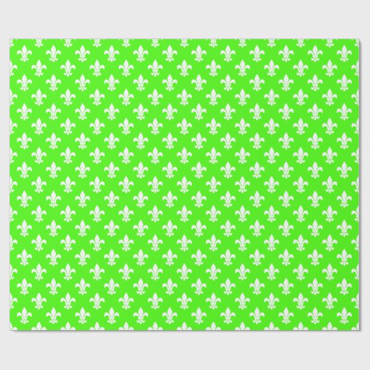 Lime Green White Lilie Pattern Geschenkpapier (Flach)