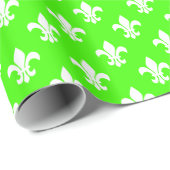Lime Green White Lilie Pattern Geschenkpapier (Rolleneckpunkt)