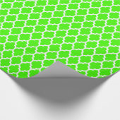 Lime Green White marokkanische Quatrefolienmuster Geschenkpapier (Ecke)