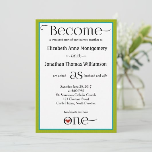 Lime Green & White Polka Dot Hochzeitseinladungen Einladung (Stehend Vorderseite)