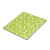 Lime Green White Quatrefoil marokkanisches Muster Fliese (Seite)