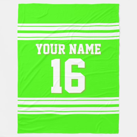 Lime Green White Sports Jersey Fleecedecke (Vorderseite)