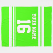 Lime Green White Sports Jersey Fleecedecke (Vorderseite (Horizontal))
