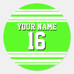 Lime Green White Team Jersey Name Runder Aufkleber